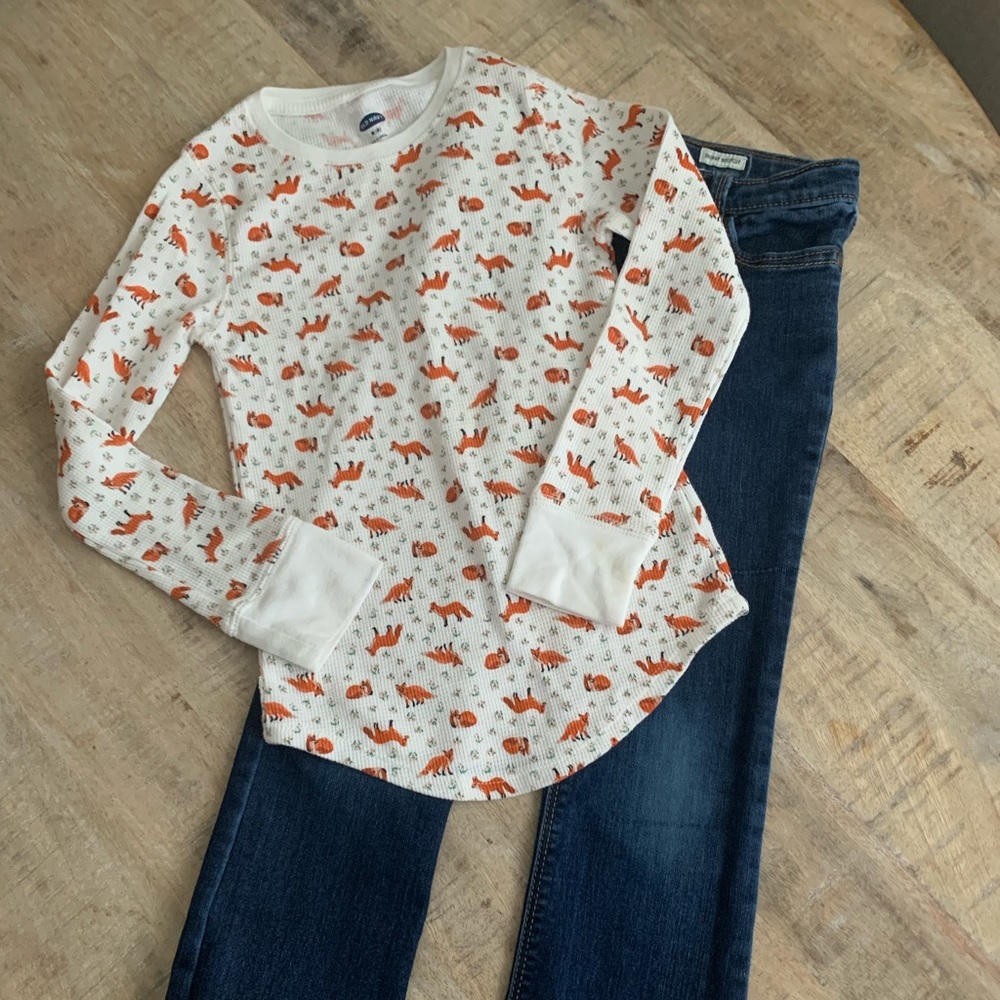 Girls fox thermal and Oshkosh jeans